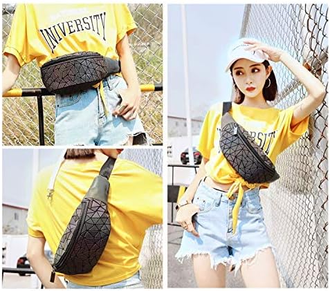 Waist Pack Fashion Luminous Waist Bags Women Waist Fanny Packs Belt Bag Leather Chest Handbag Geometry Waist Packs