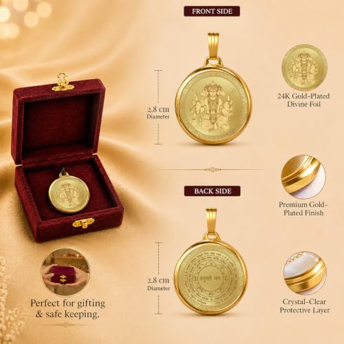Image of DIVINITI 24K Gold Plated Double-Sided Religious Pendant with Premium Gift Box, Spiritual Locket for Men & Women, Devotional Jewellery for Gifting & Everyday Wear
