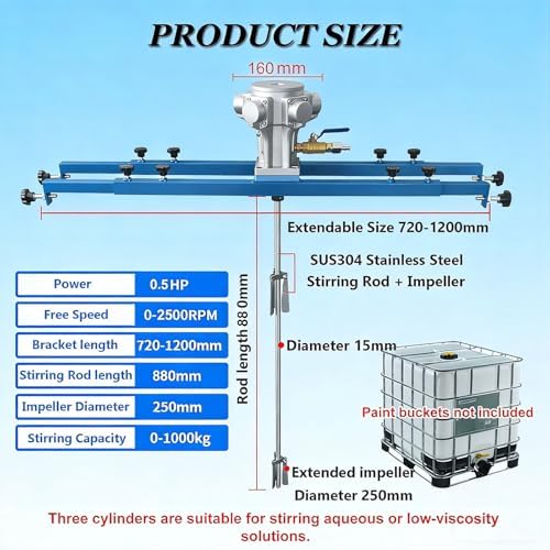 Pneumatic Agitator-Pneumatic Paint Mixer with Folding Pler & Support Handle, Variable Speed for Mixing Spray Paints, Coatings & High-Viscosity Liquids,（Size_Name,3Cylinders）