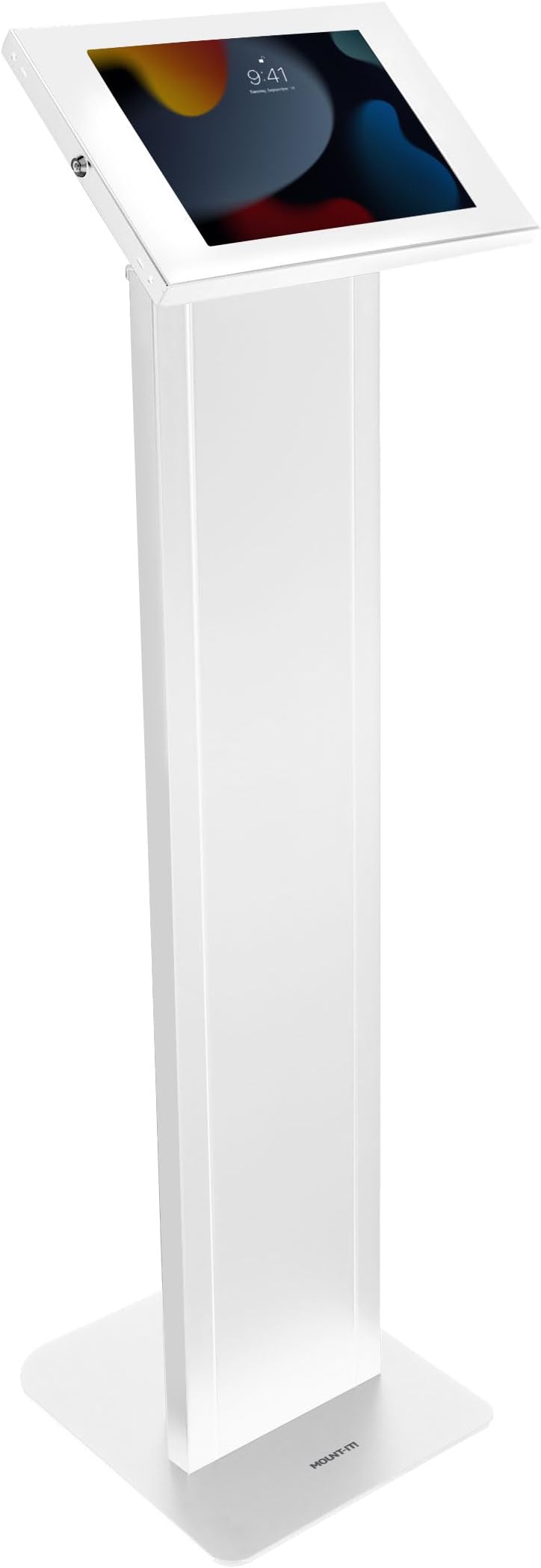 Mount-It! Anti-Theft iPad Floor Stand Kiosk, Locking Tablet Floor Stand for iPad Gen 7–11 & A16, Air & Pro (10.2"–11"), Commercial Kiosk for Retail, Lobby & Trade Show, White