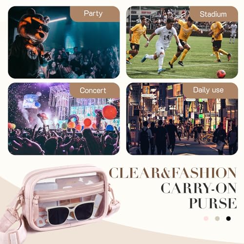 Image of Missnine Clear Bag for Stadium Events Quilted Clear Purse for Women Stadium Approved PVC Crossbody Concert Bag