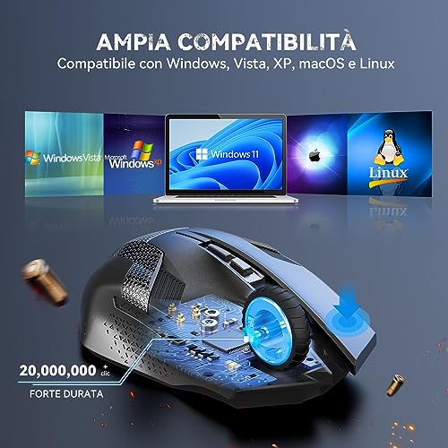 TECKNET Mouse Gaming Wireless, 2.4GHz Mouse