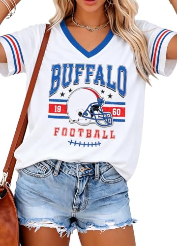 Football Shirt Game Day Shirts - Women Buffalo V T-Shirt Sport Fans Tops