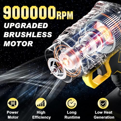 max. 900.000 RPM für 160 km/h Blasluft - Detailansicht von Gisam Akku-Laubbläser Test 2 Akkus 900k RPM – Dealfoxx.de