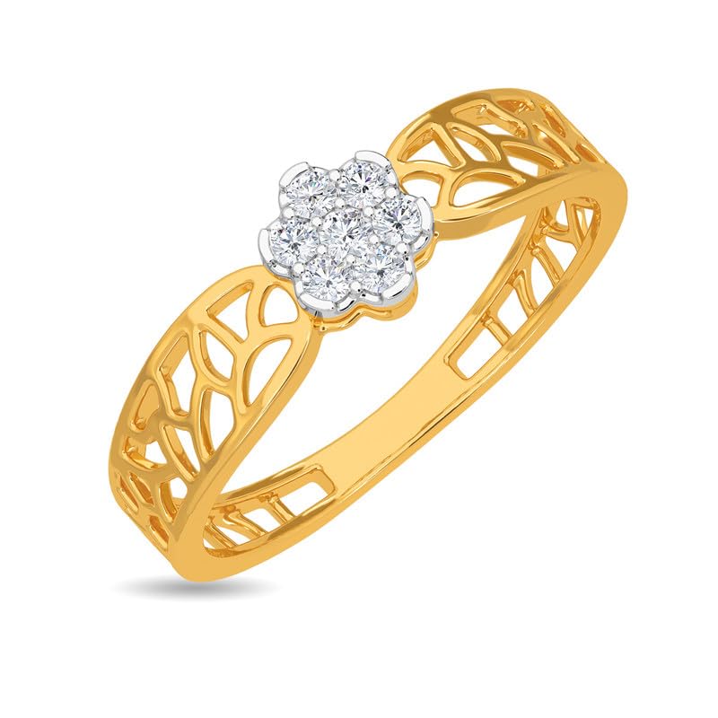 Image of KISNA 14k / 18k Real Gold & Diamond Ring | Diwali, Rakhi Rakshabandhan Gift for Sister /Bhabhi /Women | With Certificate of Authenticity & BIS-Hallmarked Gold Jewellery | Elia Ring