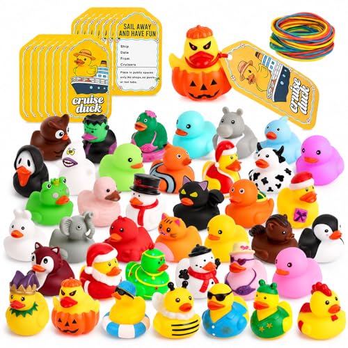 EKisemio 120 Pcs Cruise Ducks Kit for Hiding Rubber Ducks with Tags & Bands