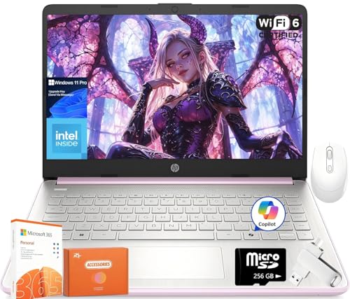 HP (エイチピー) 2025 新学生ビジネスノートパソコン Intel N150 CPU (Beats N4120) 14インチ LEDスクリーン 16GB RAM、384GBストレージ (128GB UFS+256GB MSD)、Wi-Fi 6、Cop
