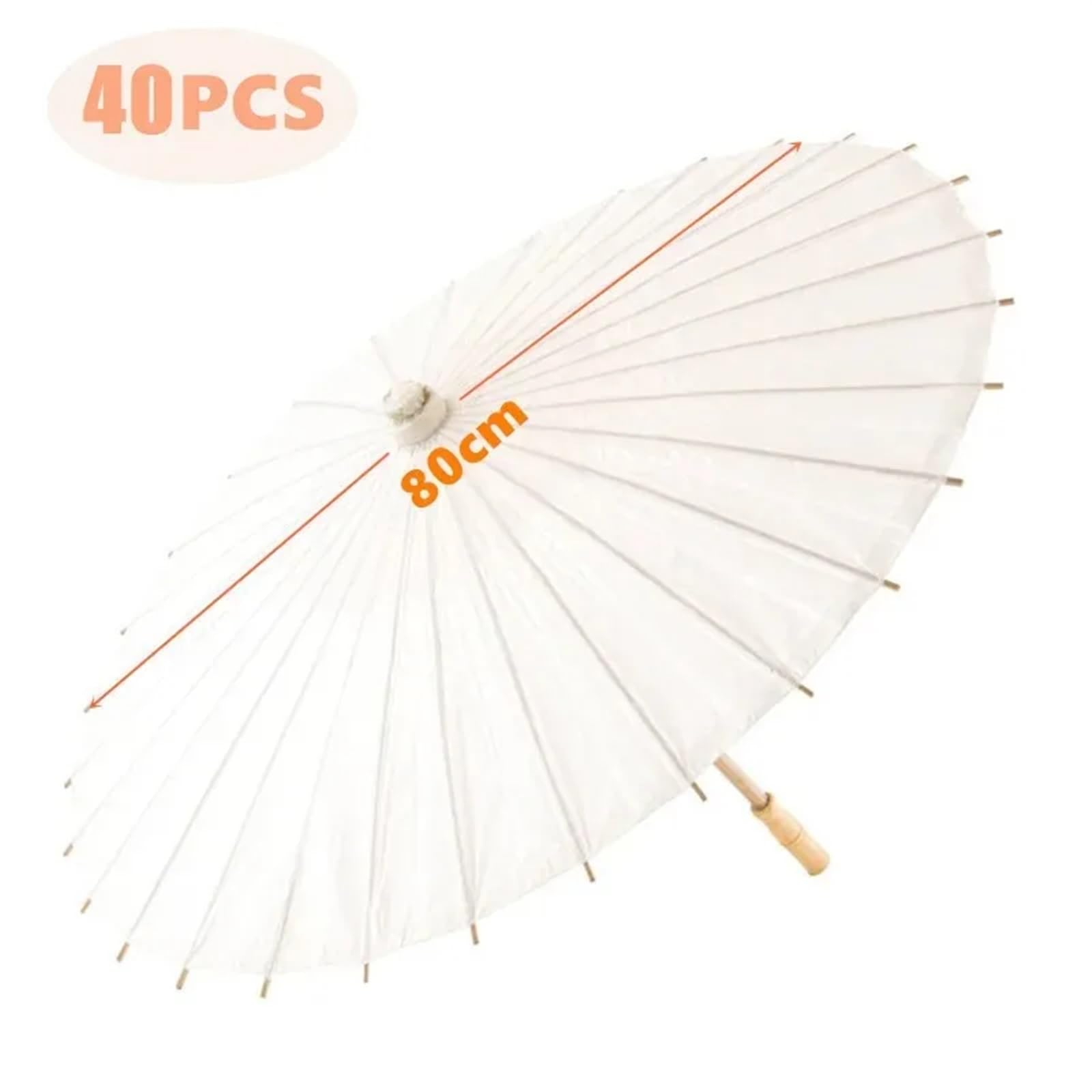 Hochzeit Papier Regenschirm 10/30/40PCS Sonnenschirm Regenschirme Hochzeit Foto Cosplay Prop 80cm Papier Regenschirm Weiß DIY Regenschirm Braut Baby Shower Party Strand für Party Decor(84cm 40PCS)