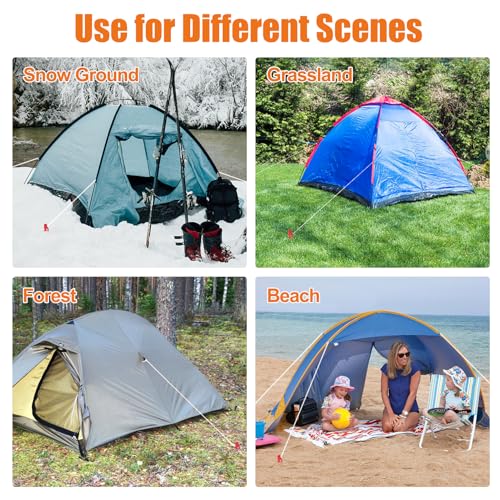 Image of Eurmax USA Hiking Camping Tent Stakes and Hammer Set Lightweight Multi-Function Tent Hammer with Tent Stake Remover,Tent Pegs for Camping, Hiking, Backpacking, Gardening(Red Stakes)