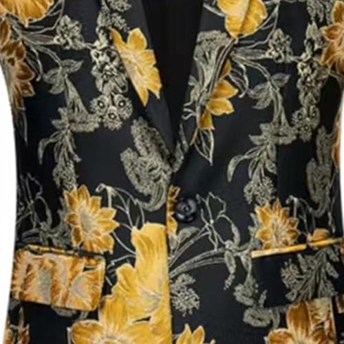 Mens Two Piece Luxury Printed Dress Suit 1 Button Floral Dinner Tuxedo Jacket & Pants Notched Lapel Sport Coats3