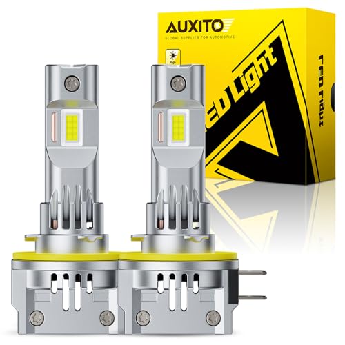 Image of AUXITO Upgraded H11B /H8B Bulbs 800% Brightness, Super & Brightest, 6500K Cool White, Mini Size No Adapter Needed, IP68 Waterproof, Plug and Play, Pack of 2