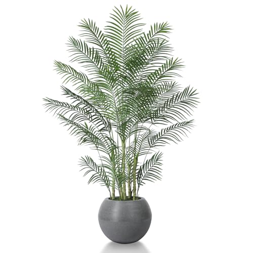 Fopamtri Artificial Areca Palm Tree 210 cm Fake Plants, Large Fake Tropical Palm Plants with Large Planter Artificial Plants Indoor UV Resistant for Outdoor Home Office Garden Decorations (1 Pack)