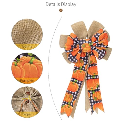2 Pcs Imitation Fabric Lightweight Thanksgiving Theme Fall Bows for Wreaths - image 7
