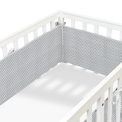 4 Sides Mesh Liner for Life Size Cribs,Covers-Long Pieces (111in x 11in), Short Pieces(82in x11in) (Gray-Light)