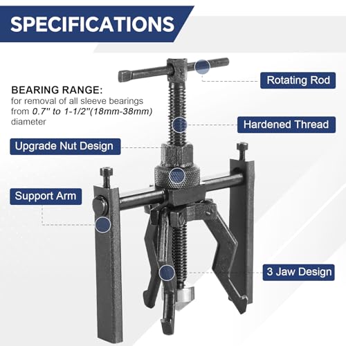 image for DASBET 3 Jaw Inner Bearing Puller Set | Blind Bearing Puller Set Bushi
