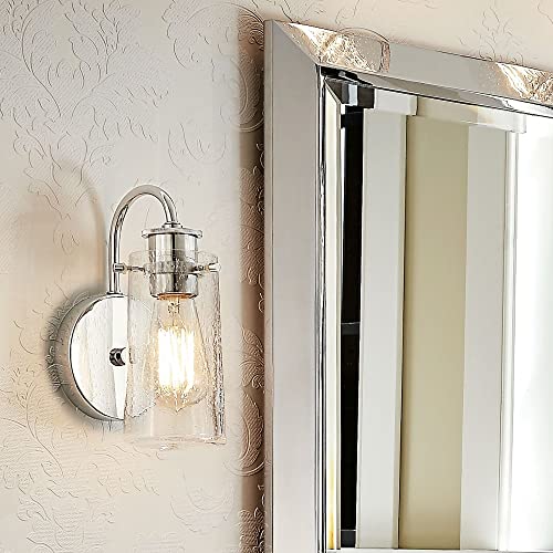 Image of Kichler Braelyn 9.5 inch Wall Sconce in Chrome, 1-Light Industrial Wall Mount with Clear Seeded Glass, (9.5 inch H x 5 inch W), 45457CH