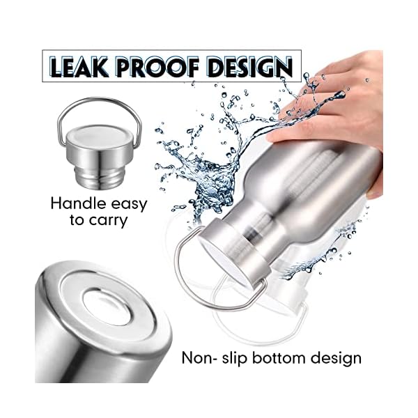10 Pack Insulated Water Bottle 20 oz Stainless Steel Sport Bottle Bulk Double Wall Metal Reusable Flask with Leakproof Lid of Handle for Travel Cyclists School Gift(Silver) - Image 6