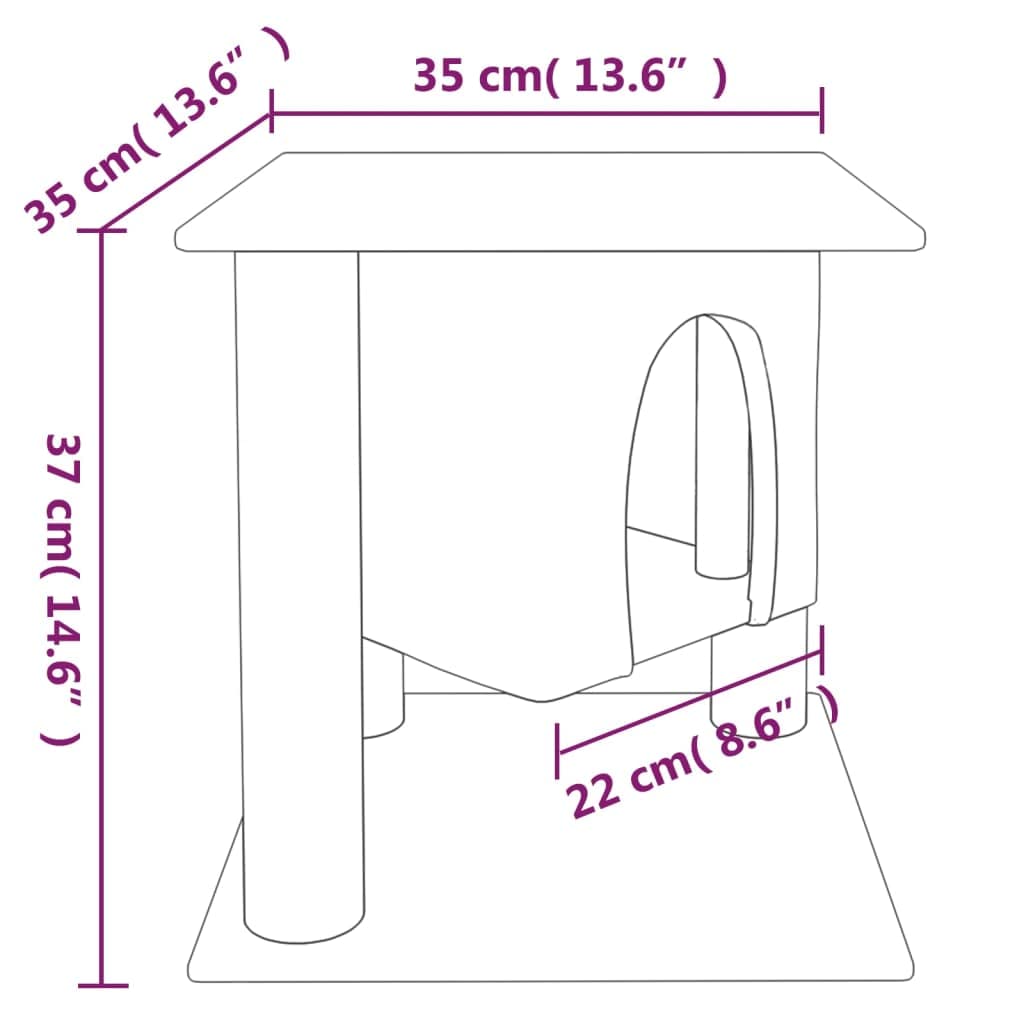 Rascador pequeño con columna rascadora de sisal, árbol rascador para gatos con cueva y superficie de descanso, muebles rascadores para gatos y gatitos, torre de felpa, gris claro, 35 x