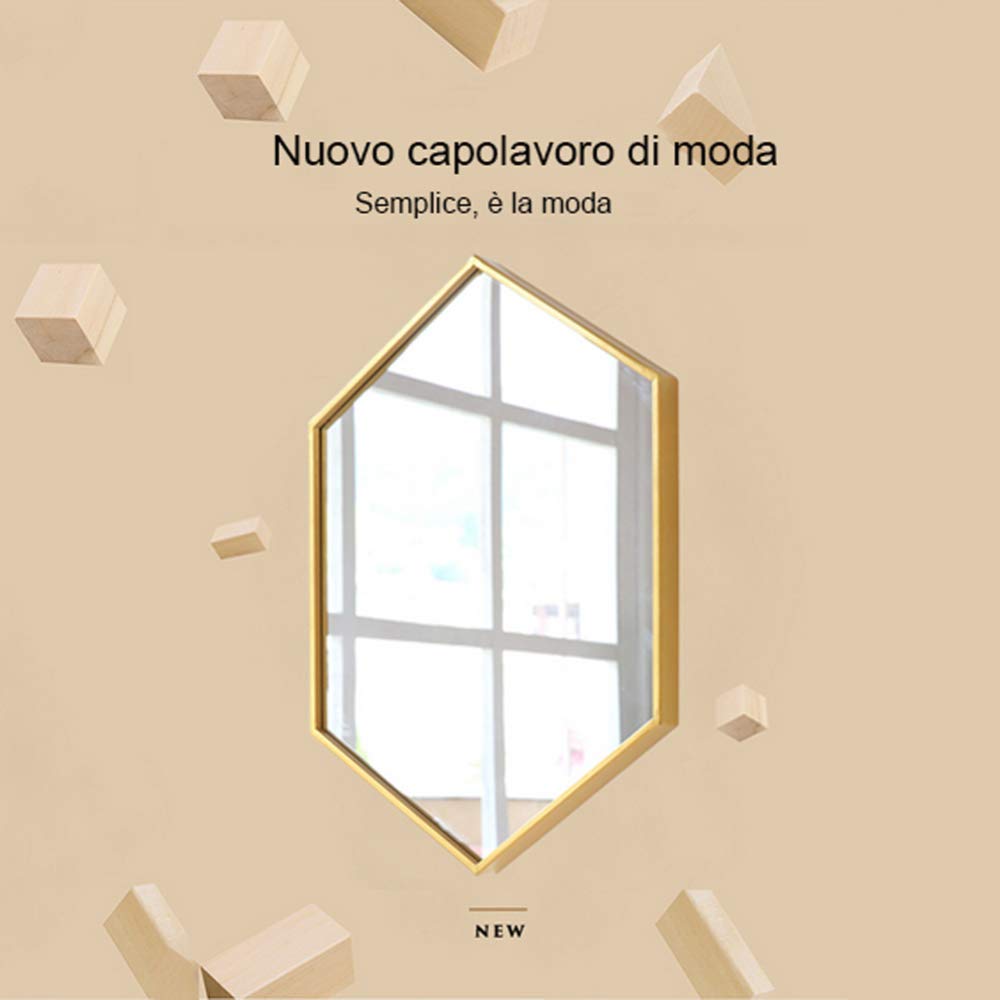 XINYU Espejo De Maquillaje Minimalista Hexagonal De Hierro Forjado Xquisito Espejo De Maquillaje para El Hogar De Belleza Montado En La Pared Adecuado para Cualquier Estilo De Hogar Moderno,Black