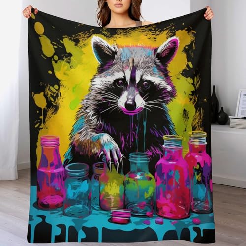 Manta de franela para el frio en el dormitorio con diseño mapache 2