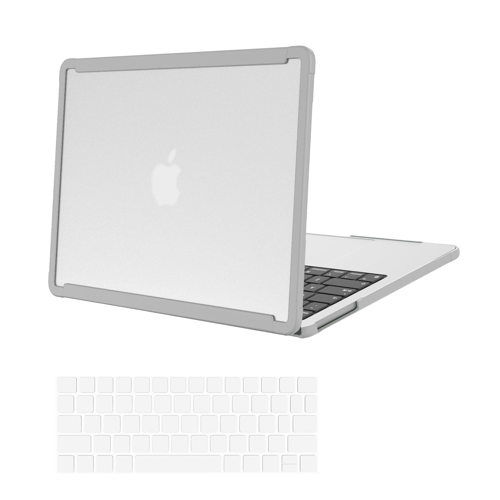 BENWISCompatible with MacBook Air 13 inch Case 2022 2021-2018 M1 A2337 A2179 A1932 with Retina Display Touch ID,Frosted Hard Shell Cover Soft TPU Bumper Anti-Cracking + Keyboard Cover, Gray Bumper