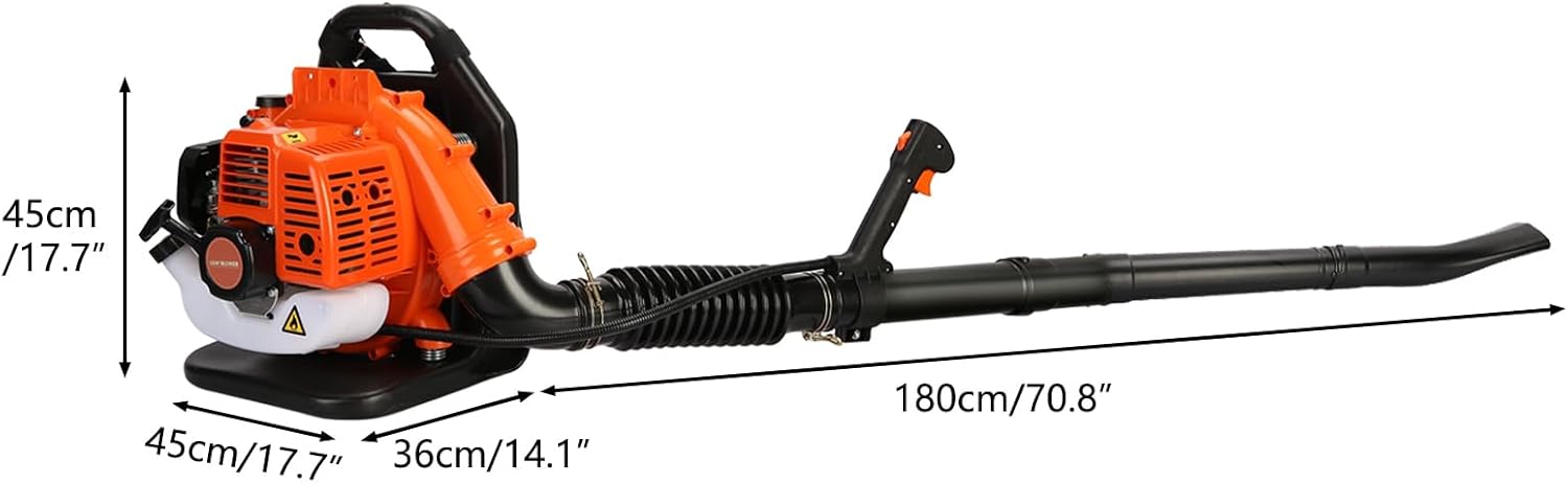 52CC Backpack Leaf Blower, 2 Stroke Engine Powerful Snow Blower with Strong Wind Force & ABS Material, Portable Outdoor Maintenance Blower for Garden & Yard Cleaning Orange