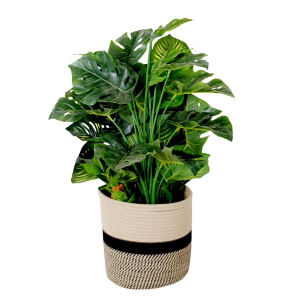 Minicoco Woven Cotton Rope Plant Basket for 7.8 Inch Planter, Cotton Rope Jute Plant Pot Decorative