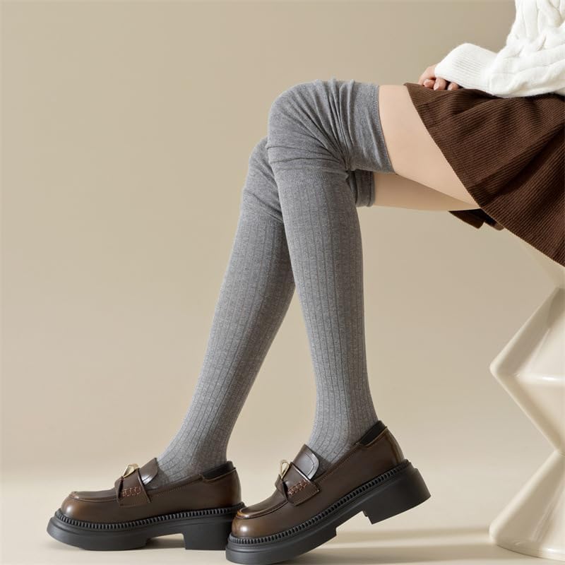 Japanese Pile Loose Knee Socks for Autumn & Winter Casual High Tube Socks in Solid Colors/16