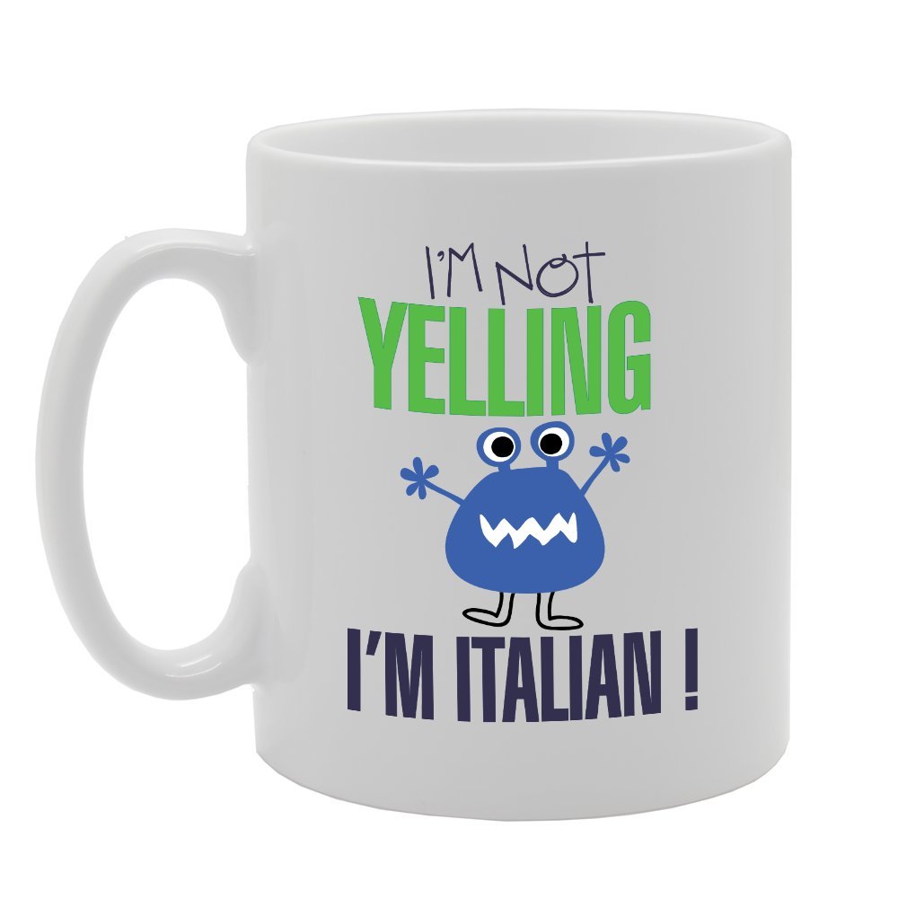 Coralgraph Inc Men's White Mg2948 I'm Not Yelling I'm Italian! Novelty Gift Printed Tea Coffee Ceramic Mug