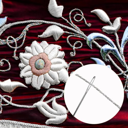 Image of Gosknor 6 Skeins Embroidery Threads, Metallic Embroidery Floss (Silver) | Friendship Bracelet Cross Stitch Thread for Sewing Making Yarn Craft String Art Supplies