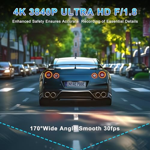 SIGRILL 4K/2K+1080P Dashcam Auto Vorne Hinten,WiFi Dash Cam mit 64GB SD Karte, Dasch-cam Auto...