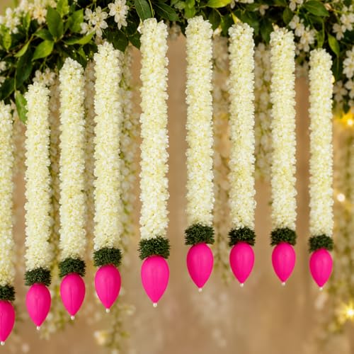 Rajasthan Kraft Artificial Pack of 5 Gajra Hanging for Home Dcor, 14 Inch Hanging Wall Decoration with Lotus Buds, Traditional Indian Festive Decor