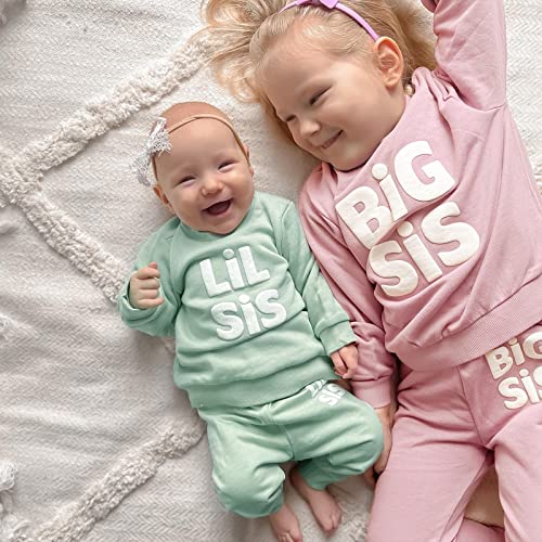 Baby Girl Sister Matching Outfit Long Sleeve Lil/Big Sis Letter Print Sweatshirt Top Pants 2Pcs Fall Winter Clothes2