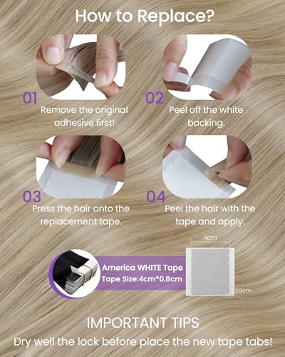 Image of LaaVoo Tape in Extensions Human Hair Dark Ash Blonde Highlighted with Light Blonde Tape in Hair Extensions Real Human Hair 18 Inch 40pcs 100g