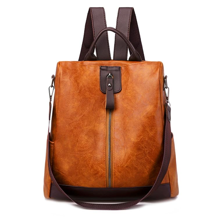 Sac à dos cuir véritable vert petit format à fermeture éclair pratique