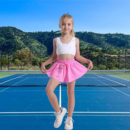 Short Flowy Shorts para meninas, 2 em 1, de borboleta, corrida, com bolsos, para dança, academia, es