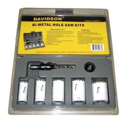5 Pc BiMetal Hole Saw Kit, MechanicsHole Saw, Electricians Hole Saw