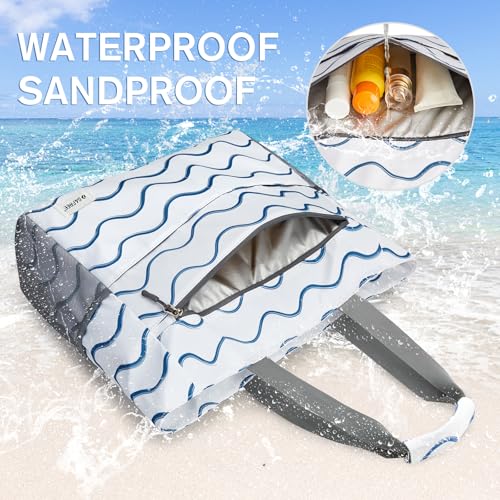 Image of G4Free Beach Bag, Waterproof Sandproof Beach Tote Bag, Large Capacity Foldable for Women