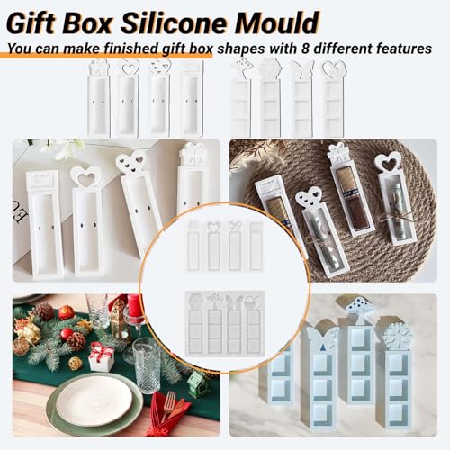 SVOCK 8 Stück Silikonformen Gießformen, Gipsformen Zum Gießen Pilz Schmetterling Herz, Silikonformen gießformen Geschenkbox Weihnachts Halloween, Gießformen Herbst Hochzeit