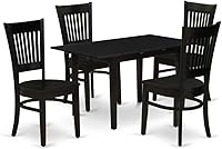 Vista 43 de East West Furniture NFVA3-BLK-C - Juego de comedor de 3 piezas que contiene una mesa de comedor rectangular con hojas de mariposa y 2 sillas