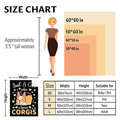 Corgi Blanket Gifts - 50"x60" Cute Throw for Adults, Kids - Black Soft Fuzzy Blankets for Bed, Couch & Living Room