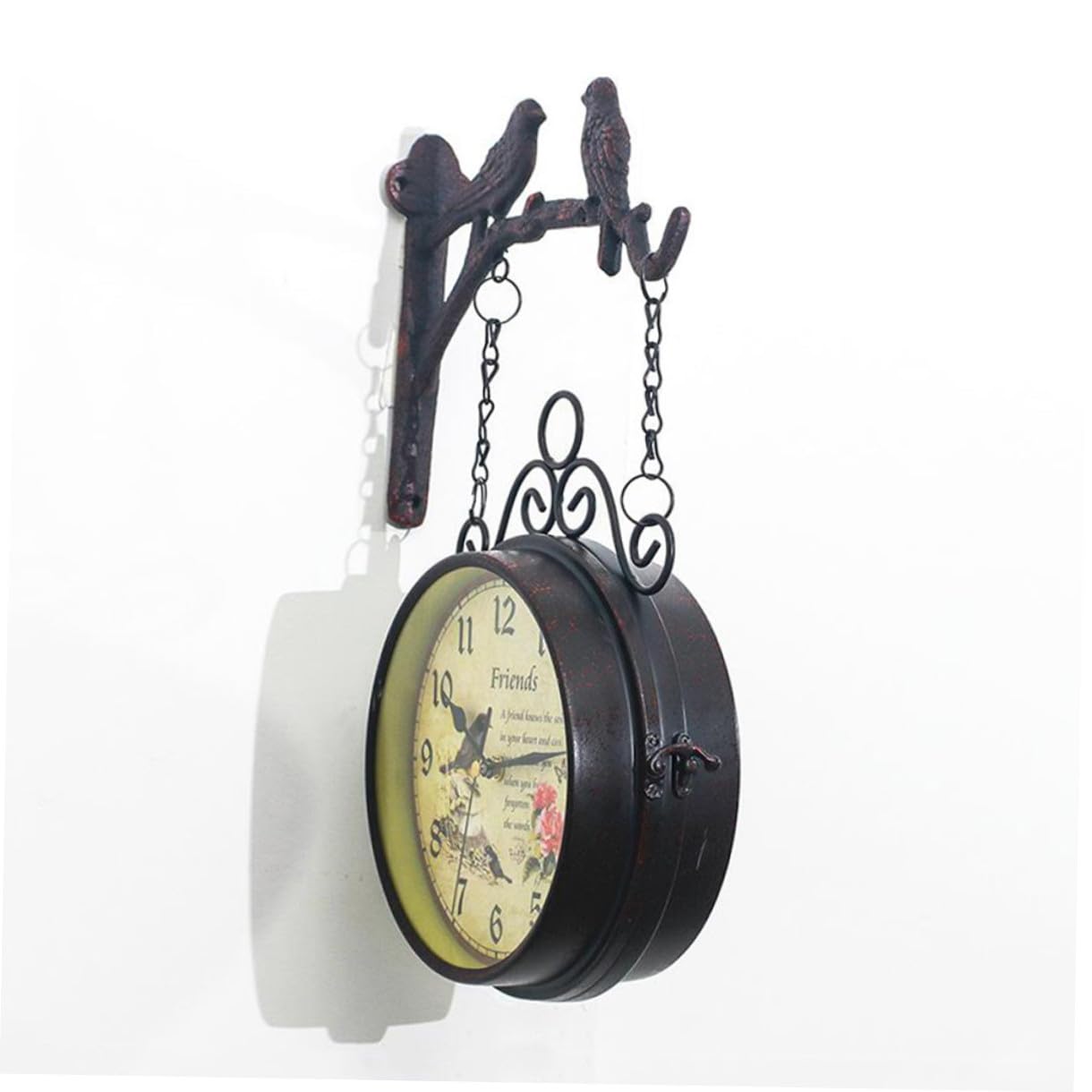 Cabilock Reloj de Pared de Doble Cara Silencioso sin Batería Diseño Original y Material de Hierro para Dormitorio o Bar Decorativo y Funcional