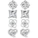 Sterling Silver Cubic Zirconia Stud Earrings Set for Women Teen Girls Small Silver Studs Ear Rings, by DreamSter (4 Pairs Sterling Silver CZ Stud Earrings)