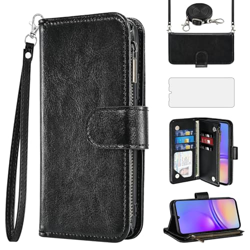 Coque Samsung A05 avec porte-cartes zippé et support vidéo mains libres intégré