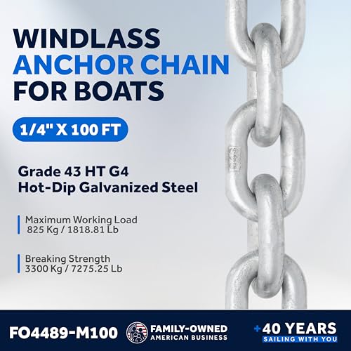 image for Five Oceans Marine Grade Windlass Anchor Chains for Boats, 1/4-Inch x 
