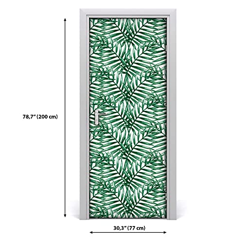 Vinilo para puerta 77x200 cm autoadhesivo extraíble hoja de palma 3