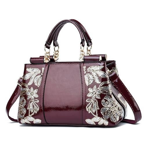 Nevenka Patent Leather Handbag for Women - Wine Red