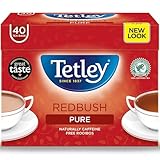 Tetley Redbush Tea Bags - Naturally Caffeine-Free Rooibos - Smooth, Aromatic & Soothing - Rainforest Alliance Certified - Sustainably Sourced for a Relaxing Brew - 40 Teabags (1 Pack)