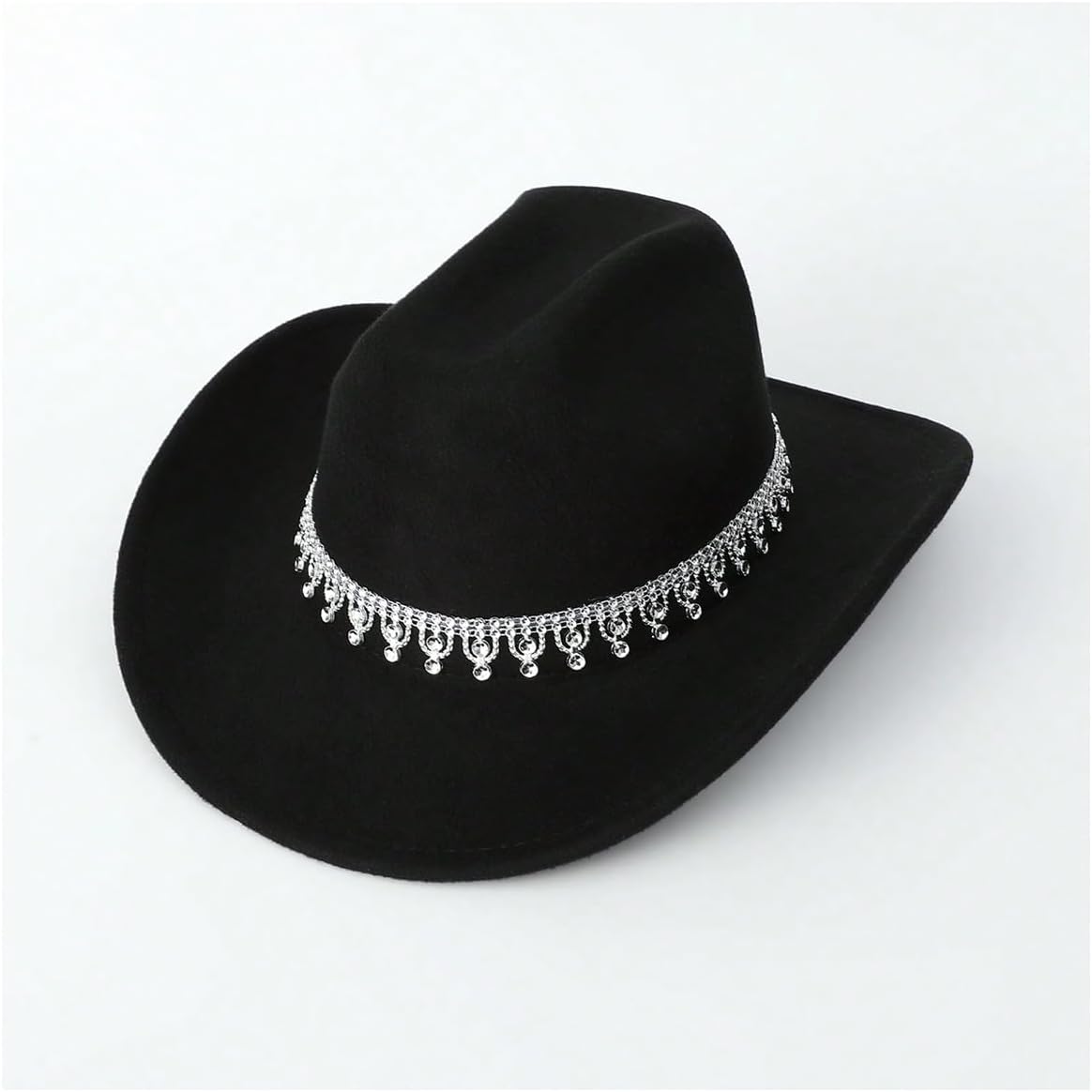 Women's Rhinestone Sequin Fedora Cowboy Hat Boho Western Wide Brim Cowgirl Hats - Image 5