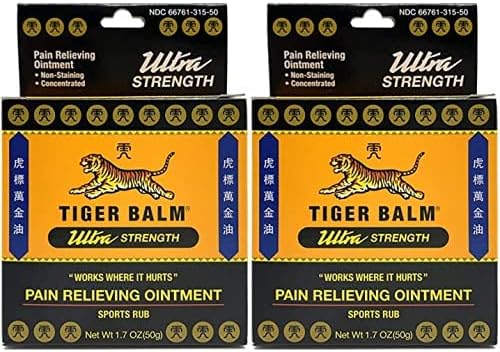Tiger Balm Pain Relieving Ointment, Sports Ultra, 50g รขโฌโ Professional Size รขโฌโ Sports Rub Ultra Strength รขโฌโ Knee Inflammation Relief รขโฌโ Relief for Hand Arthritis รข Ultra (Pack of 2)